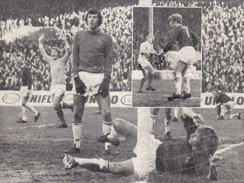 burnley home 1973 to 74 action bell goal