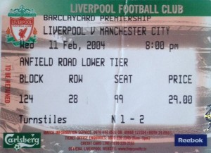 liverpool away 2003 to 04 ticket