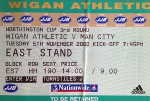 wigan away worthington cup 2002 to 03 ticket