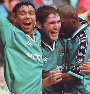 stockport home 1997 to 98 bradbury goal celeb