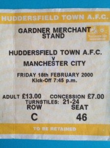 huddersfield away 1999 to 2000 ticket