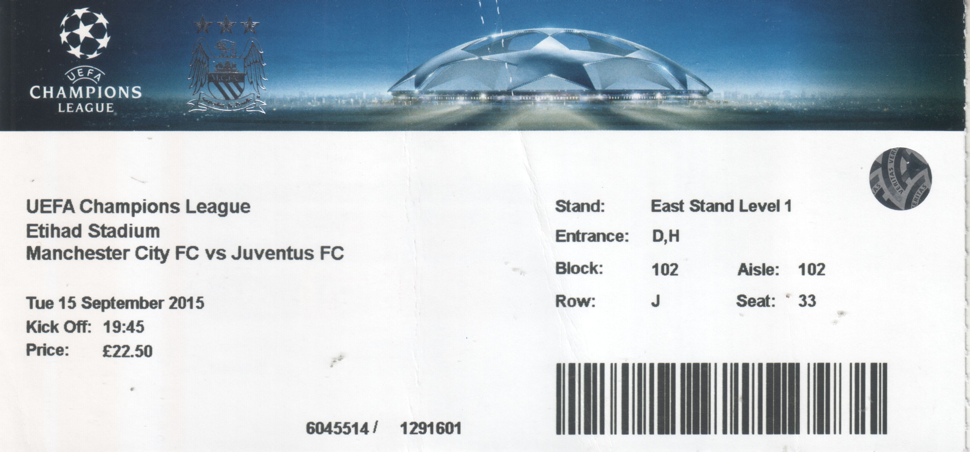 Manchester City v Juventus UEFA Champions League Group D 2015/16 – City