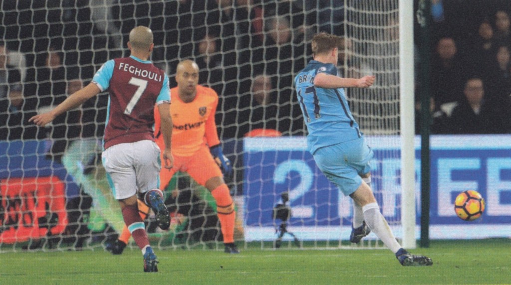 west ham away 2016 to 17 de bruyne goal
