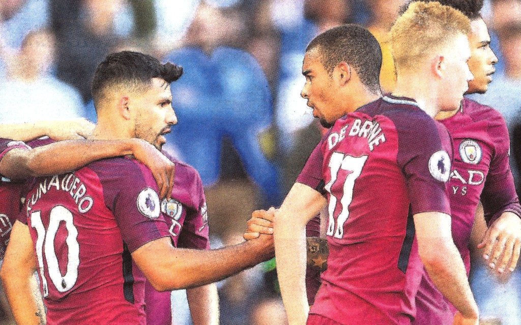 brighton away 2017 to 18 Aguero goal 1-0