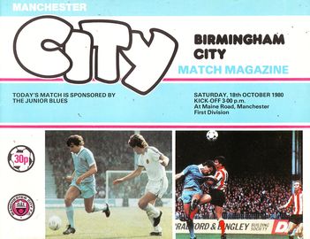 Manchester City Home Programmes 1980/81 