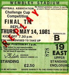 FA Cup Final Replay 1980 to 81 ticket