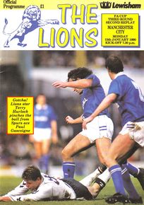 MILLWALL away fa cup 2nd replay 1989 to 90 prog