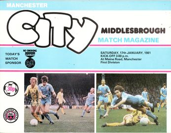 Middlesbrough home 1980 to 81 prog