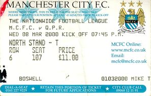 QPR home 1999 to 00 ticket