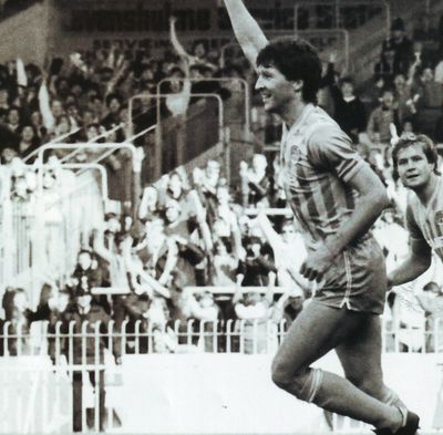 blackburn home 1983 to 84 PARLANE GOAL CELEB