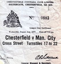 chesterfield away 1977 to 78 ticket