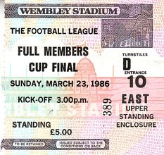 full members cup final 1985 to 86 ticket