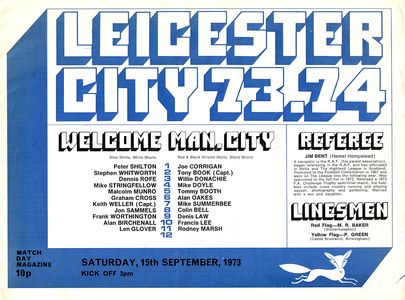 leicester away 1973 to 74 proga