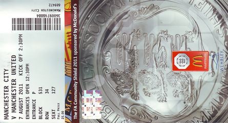 man united charity shield 2011 to 2012 ticket