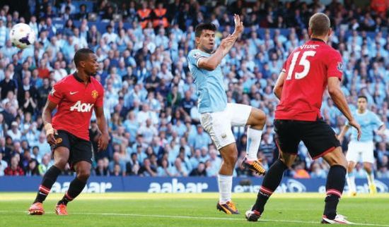 man united home 2013 to 14 aguero goal