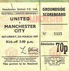 man utd away 1976 to 77 ticket