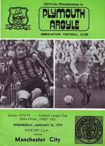 plymouth away league cup 1973 to 74 prog