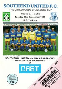 southend away league cup 1986 to 87 prog
