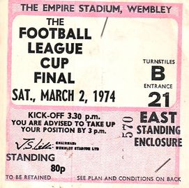 wolves league cup final 1973 to 74 ticket
