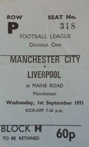 liverpool home 1971-72 ticket