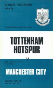 Tottenham away 1971 to 72 programme