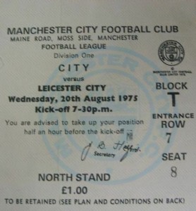 leicester home 1975 to 76 ticket