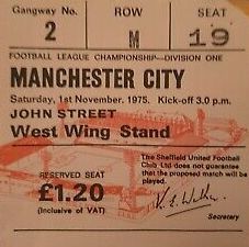 sheff utd away 1975 to 76 ticket