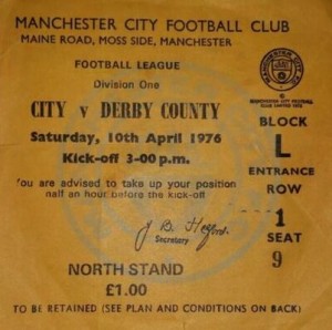 derby home 1975 to 76 ticket