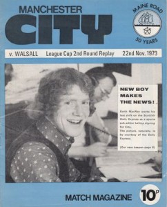 City v Walsall League Cup 2nd Round Replay 1973 to 74 prog
