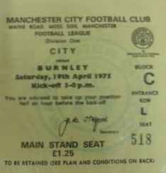 burnley home 1974 to 75 ticket