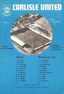 carlisle away league cup 1973 to 74 prog