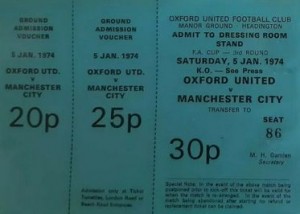 oxford away fa cup 1973 to 74 ticket