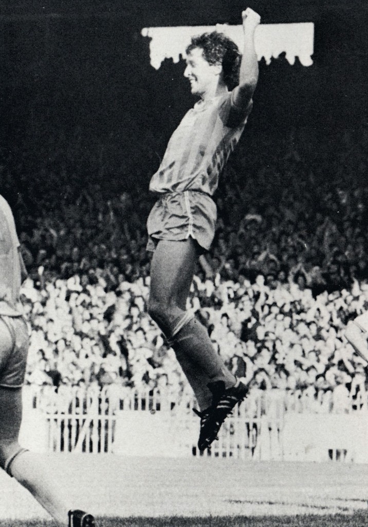 blackburn 1983 to 84 parlane celebrates hattrick