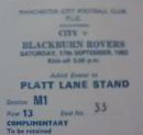 blackburn home 1983 to 84 ticket