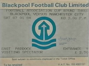 Blackpool away fa cup 1983 to 84 ticket