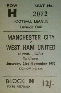 whu home 1970-71 home ticket