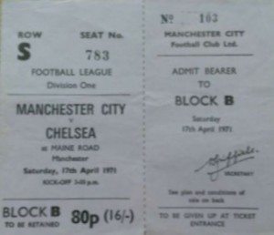 chelsea home 1970 to 71 TICKET