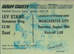 Derby away 1978 to 79 TICKET