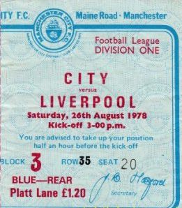 liverpool home 1978 to 79 ticket