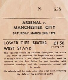 arsenal away 1978 to 79 ticket