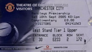man utd away 2005 to 06 ticket