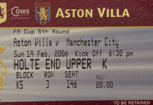 aston villa away fa cup 2005 to 06 ticket