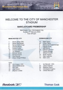 birmingham home 2003 to 04 teamsheet