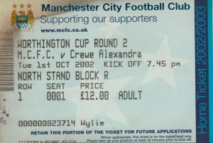 crewe lge cup home 2002 to 03 ticket