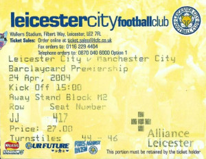 leicester away 2003 to 04 ticket