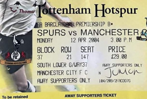 tottenham away 2003 to 04 ticket