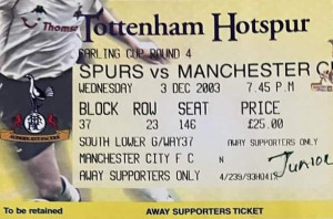 tottenham away carling cup 2003 to 04 ticket