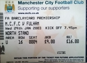 fulham home 2002 to 03 ticket