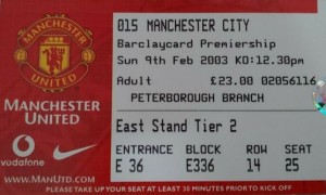 man utd away 2002 to 03 ticket
