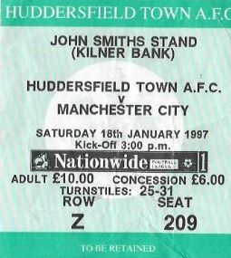 huddersfield away 1996 to 97 ticket